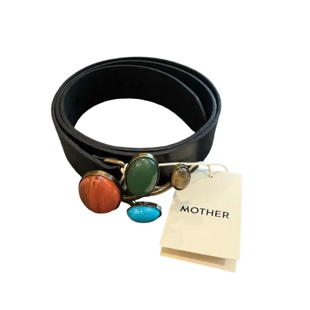MOTHER Denim Jewelry Box Black Leather Belt L